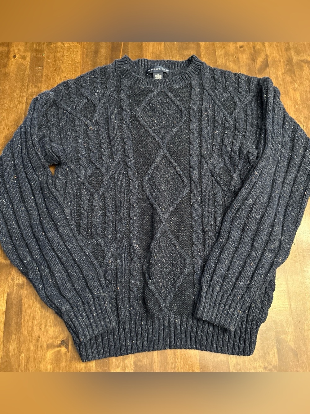 Vtg Northern Isles Fisherman Chunky Knit Sweater Navy Blue Size M